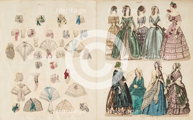 Costume plates, 1846-47. Creator: Unknown.