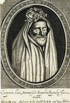 Portrait of the poet John Donne (1572-1631), frontispiece to Death's duell, 1633.