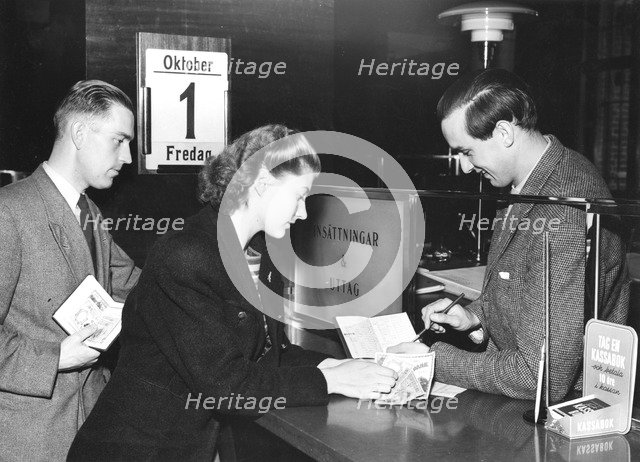 At the bank, Sweden, c1940-1959(?). Artist: Unknown
