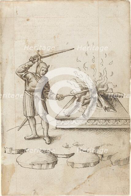Do Not Poke the Fire with a Sword [fol. 20 recto], c. 1512/1515. Creator: Unknown.