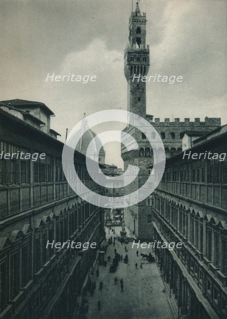 The Palazzo Vecchio from the Uffizi Gallery, Florence, Italy, 1927. Artist: Eugen Poppel.