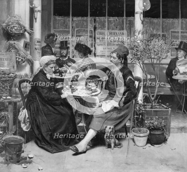 Outside a brasserie in Paris, 1881. Creator: Vilhelm Rosenstand.