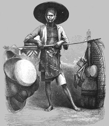 'Basket-seller; A Visit to Borneo', 1875. Creator: A.M. Cameron.