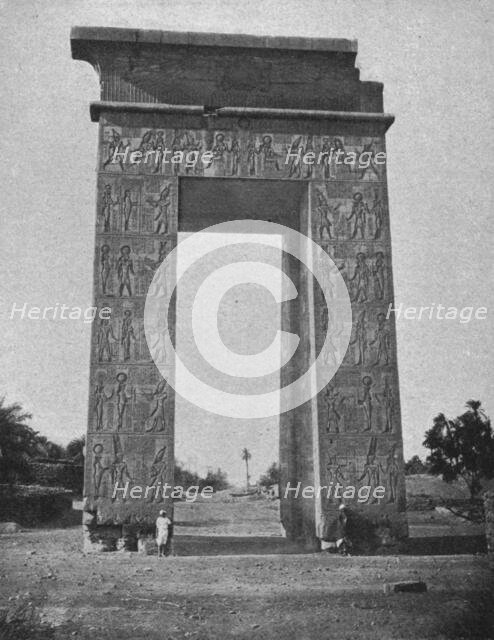 ''Karnak. Le temple de Ramses IV. Porte triomphale; Le Nord-Est Africain', 1914. Creator: Felix Bonfils.