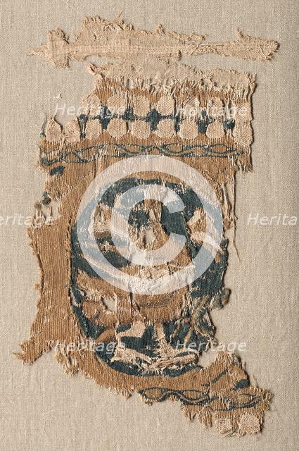 Fragment from a Hanging (?) with Roundel and Border, 800s - 900s. Creator: Unknown.