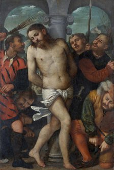 The Flagellation; (reverse) The Madonna of Mercy, ca. 1540. Creator: Romanino.