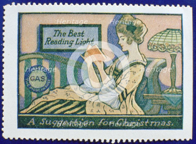 Early gas lighting advertisement label. Artist: Unknown