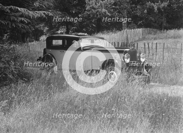 Kitty Brunell road testing a 1931 Delage D8. Artist: Bill Brunell.
