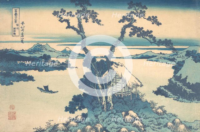 Lake Suwa in Shinano Province (Shinshu Suwako), from the series Thirty-six Views of..., ca. 1830-32. Creator: Hokusai.