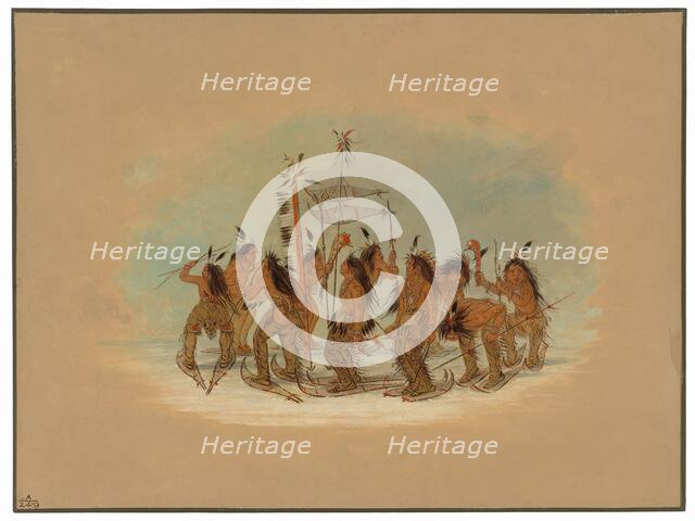 Snow Shoe Dance - Ojibbeway, 1861/1869. Creator: George Catlin.