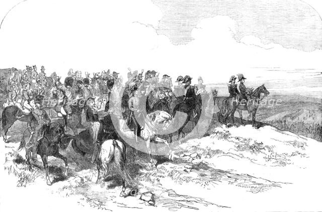 Prince Albert, the Emperor of the French, and staff, at the Review at Marquise, 1854. Creator: W Thomas.
