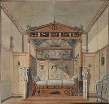Design of the Bed, c. 1800. Creator: Percier, Charles (1764-1838).