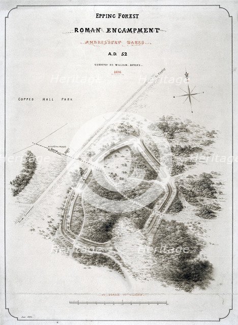 Roman encampment in Epping Forest, Essex, 1876. Artist: William d'Oyley