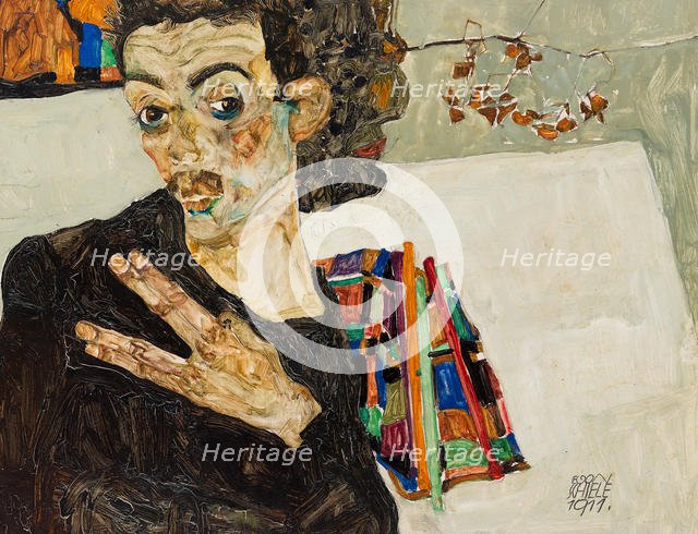 Self-Portrait, 1911. Creator: Schiele, Egon (1890-1918).