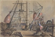 Getting Out One of the Great Buoys: The Deck of the Great Eastern Looking From..., 1865-66. Creator: Robert Charles Dudley.