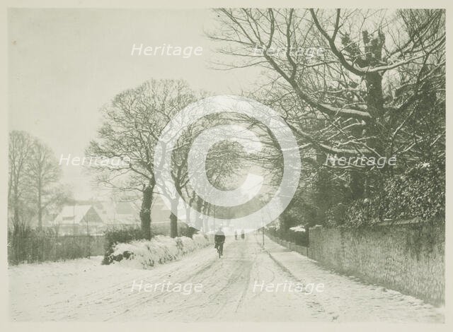 Snow on a country road. From the album: Photograph album - England,  1920s. Creator: Harry Moult.