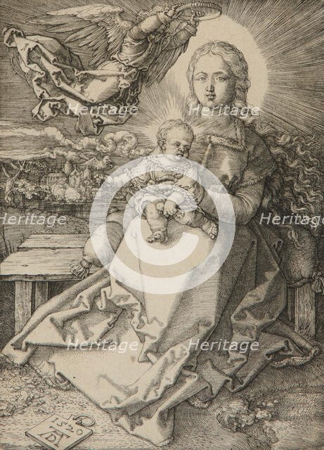 Madonna Crowned By An Angel, 1520. Creator: Albrecht Durer.
