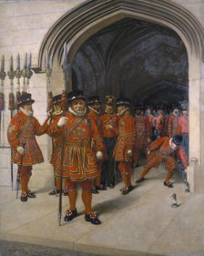 'The Yeomen of the Guard searching the crypt of the Houses of Parliament', 1894. Artist: Sir Arthur Temple Felix Clay