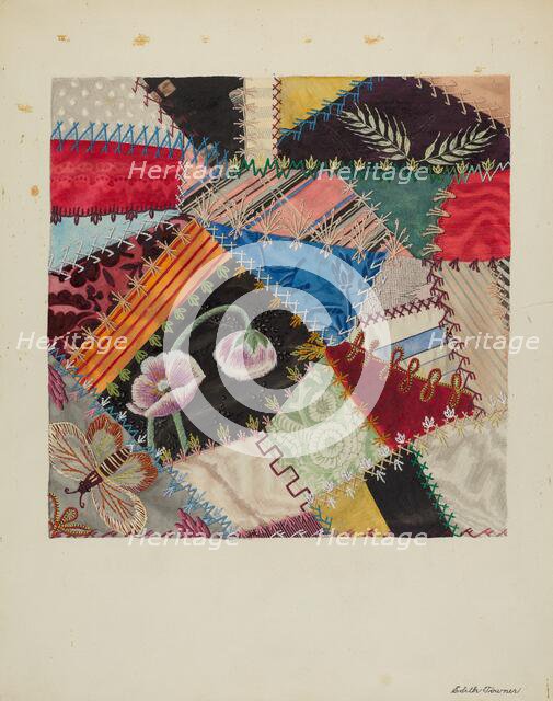 Patchwork Quilt (Section), c. 1937. Creator: Edith Towner.