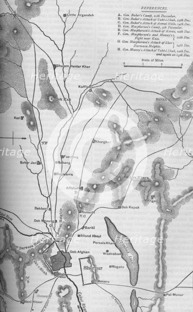 'Plan of the Operations Round Cabul, Dec. 9-15, 1879', c1880. Artist: Unknown.