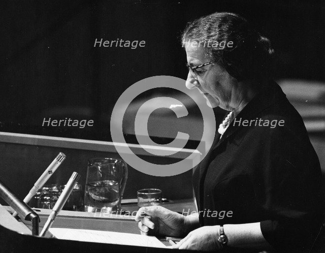 Golda Meir (1898-1978), Israeli Prime Minister, 1963. Artist: Unknown