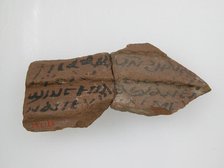 Ostrakon with a Letter from Isaac and Elias to Lashane of Jeme, Coptic, 600. Creator: Unknown.