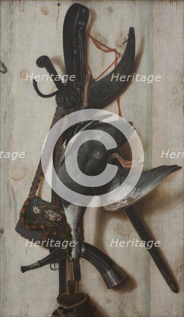 Trompe l'Oeil with Dead Duck and Hunting Implements, 1670-1674. Creator: Cornelis Norbertus Gysbrechts.