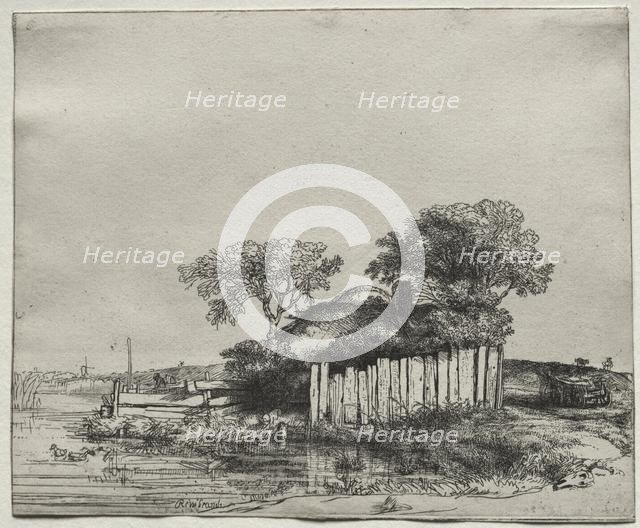 Cottage with a White Paling, 1648. Creator: Rembrandt van Rijn (Dutch, 1606-1669).