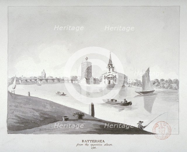 View of Battersea from across the River Thames, London, 1796. Artist: Anon
