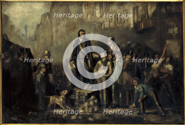 Alphonse Baudin (1811-1851) on the Barricade of Faubourg Saint-Antoine, December 3, 1851, 1869. Creator: Ernest Pichio.