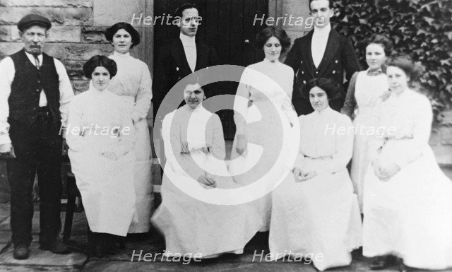 Staff at Kingston Hall, Kingston on Soar, Nottinghamshire, c1910. Artist: Unknown