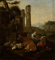Shepherds in the Roman Campagna, 1660-1665. Creator: Theodor Roos.