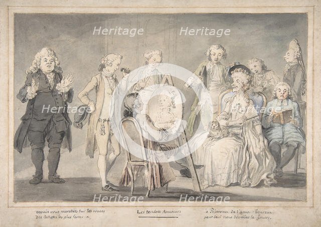 Satirical drawing: Artist Painting an Old Lady's Portrait, 1729-1804. Creator: attributed to Pietro Antonio Novelli.