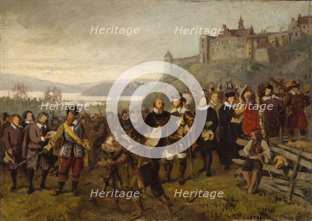 Christian IV founding Christiania. Sketch, probably 1876. Creator: Adolph Tidemand.