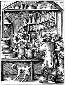 The Druggist's Shop, 1568. Artist: Jost Amman