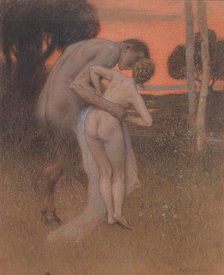 Pan and Nymph Syrinx. Creator: Rössler, Rudolf (1864-1934).