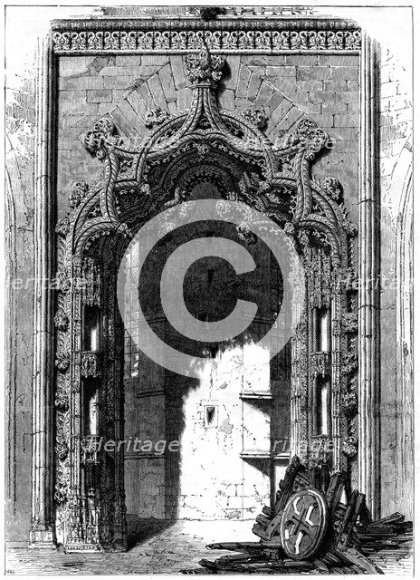 Door of the Imperfect Chapel, Monastery of Batalha, Portugal, 1886.Artist: Therond