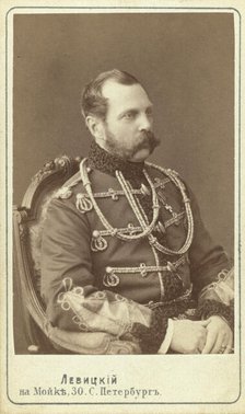 Alexander II, Emperor of Russia, half-length portrait, seated, facing right, between 1870 and 1886. Creator: Unknown.