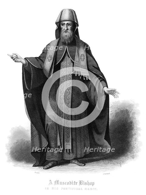 'A Muscobite Bishop, in His Pontifical Habit'.Artist: JB Bird
