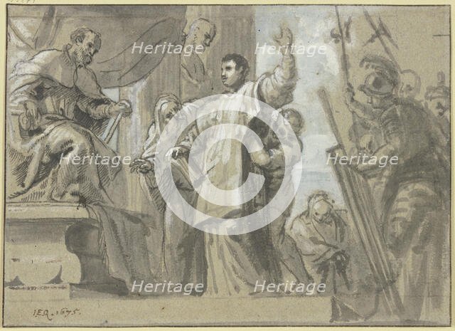 A saint defends himself before the Roman Senate, 1675. Creator: Erasmus Quellinus.