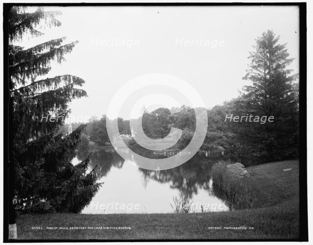 Forest Hills Cemetery and Lake Hibiscus, Boston, between 1890 and 1901. Creator: Unknown.