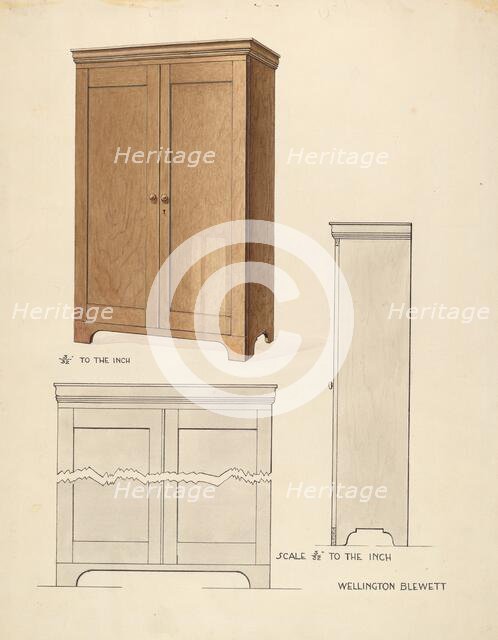Bishop Hill: Cupboard, 1936. Creator: Wellington Blewett.