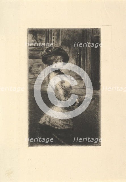 Three-quarter Length Woman in Profile at a Picture Gallery. Creator: Henri Somm.