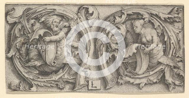 Triton and Siren in Tendrils, ca. 1510. Creator: Lucas van Leyden.