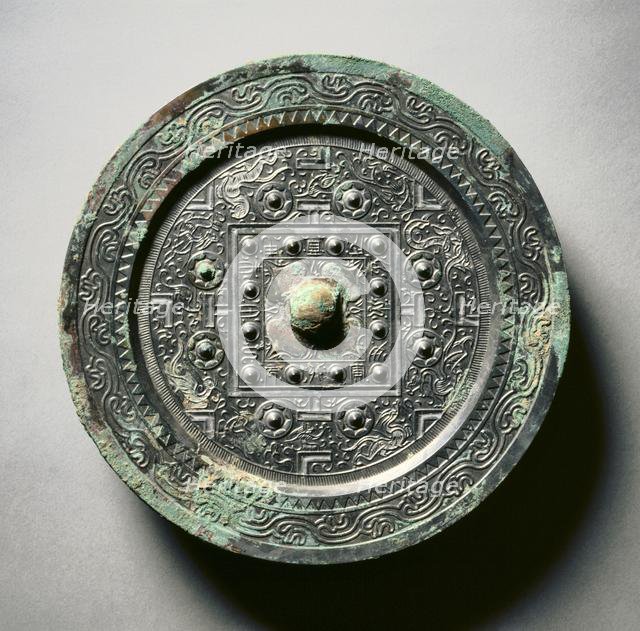 TLV Mirror with Four Spirits and Companions, 1st century BC-1st century AD. Creator: Unknown.