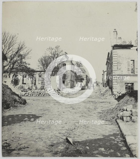 Main street of Champigny, Champigny-sur-Marne, 1871. Creator: Hippolyte Blancard.