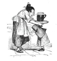 Little Red Riding Hood's mother gives her a pot of butter and a cake for her grandmother, 1842. Creator: Unknown.