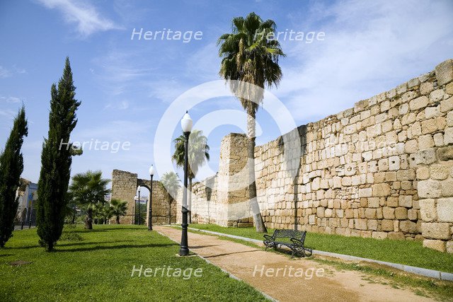 The walls of the Arab fortress (alcazaba) at Merida, Spain, 2007. Artist: Samuel Magal
