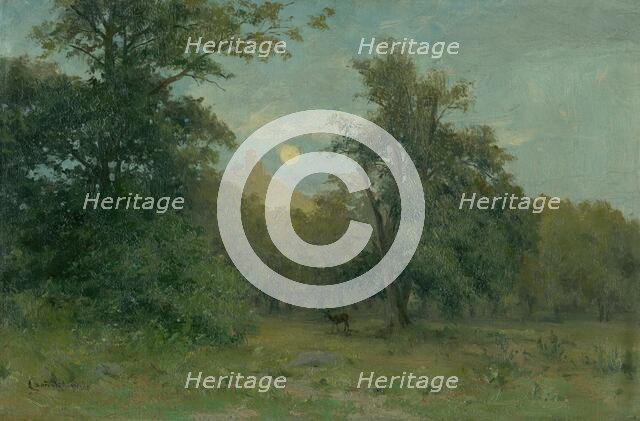 Moonlit Landscape with Hrad Slanec, 1896. Creator: Ludovit Cordak.