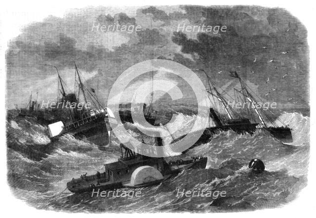The Civil War in America: the Picket leading the ships of the Burnside Expedition over..., 1862. Creator: Unknown.